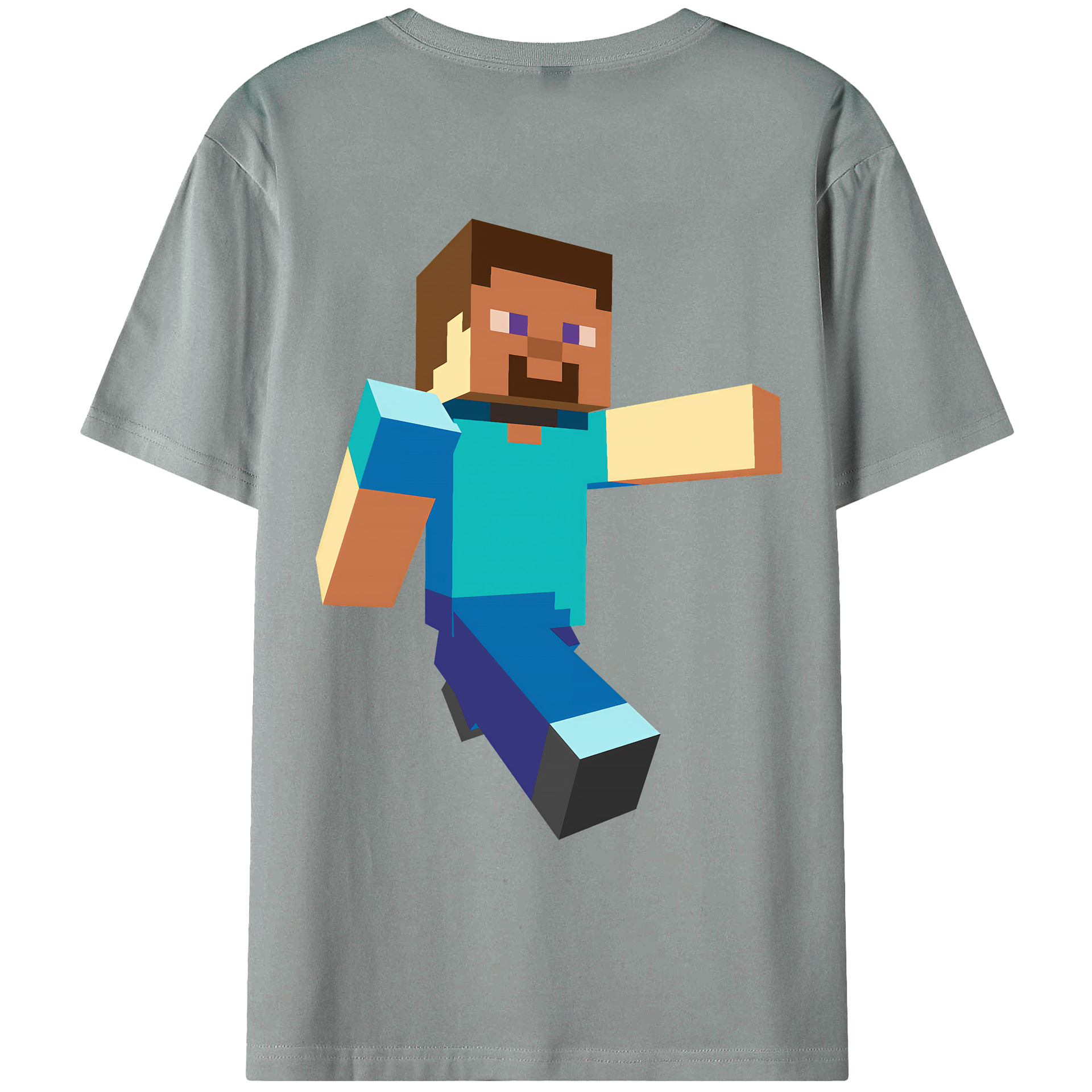 （画像用） マインクラフト ブロックの世界 Minecraft MC Block world 綿100％ メンズ半袖Tシャツ（バックプリント） 通気性